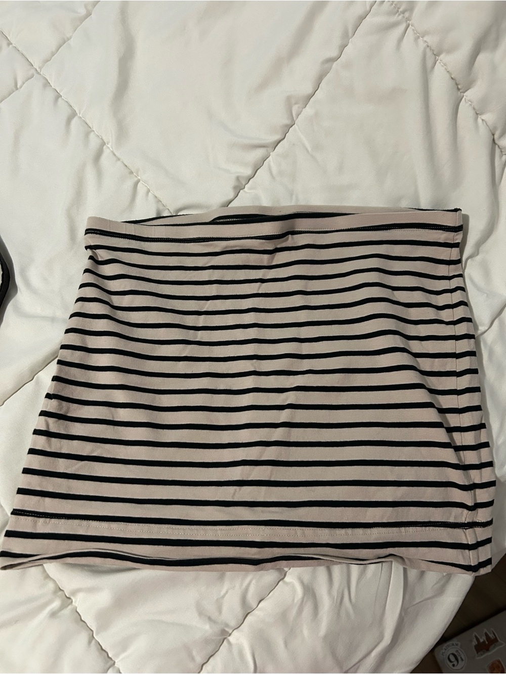 H&M Black and Cream Striped Crop Tube Top